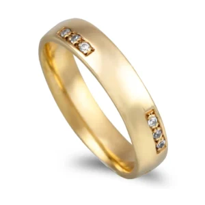 Aliança Ouro Amarelo Zircónias Com 4mm De Largura