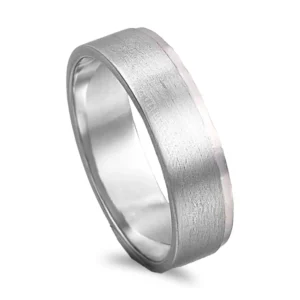 Aliança ouro branco acetinado - 6mm