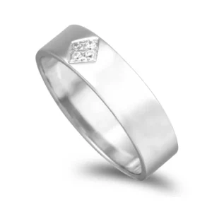 Aliança ouro branco com pedras - 5mm