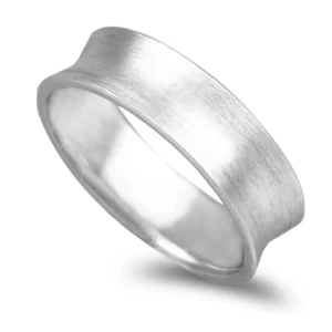 Aliança Ouro Branco Acetinado Côncavo