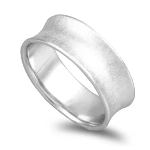 Aliança Ouro Branco Acetinada Côncava 7mm