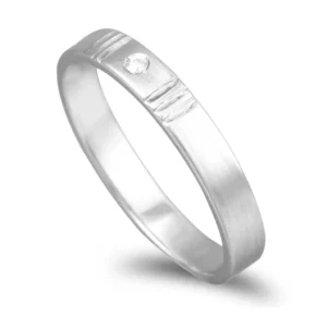 Aliança anilha em ouro branco com pedras - 3mm
