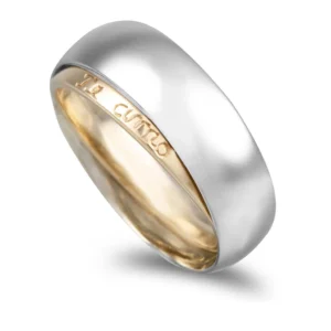 Aliança ouro bicolor em 19,2kl - 6mm de largura