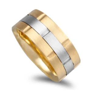 Aliança bicolor ouro franco e branco 8mm