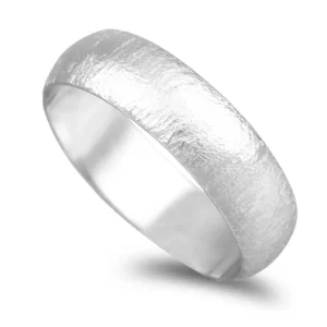 Aliança Meia Cana Vistosa 6mm Em Ouro Branco De 19,2kl Com Acabamento