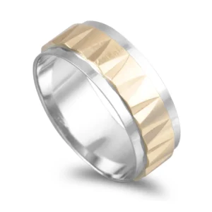 Aliança bicolor ouro amarelo e branco 7mm