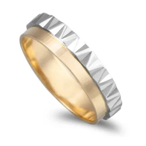 Aliança bicolor ouro amarelo e branco 5mm