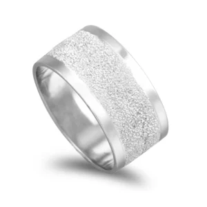 Aliança Ouro Branco Com Acabamento Picotado 10mm De Largura