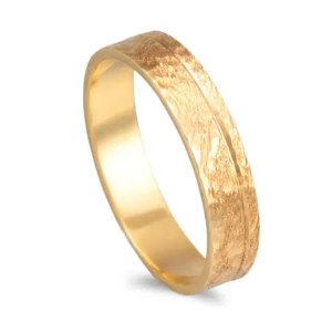 Aliança ouro franco com friso lateral - 4mm de largura