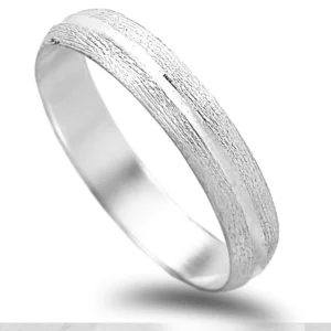 Aliança ouro branco 4mm - Trabalhada