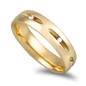 Aliança Ouro Amarelo Com Zircónias 5mm De Largura
