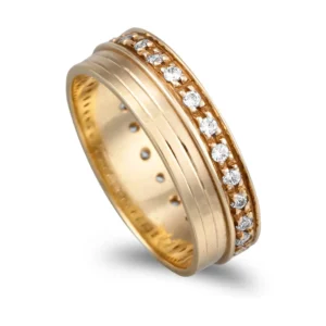 Aliança Ouro Amarelo 6mm De Largura Com Pedras