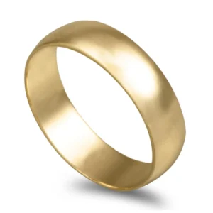 Aliança ouro amarelo – Meia Cana Vistosa Leve 5mm