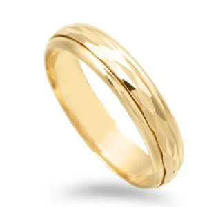 Aliança ouro amarelo com filet lapidado - 4mm