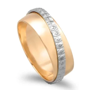 Aliança ouro franco com ouro branco - 6mm de largura