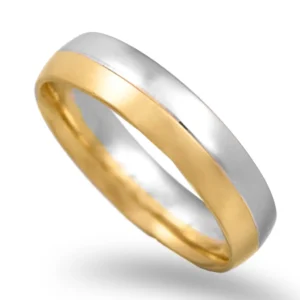 Aliança amendoa leve em ouro bicolor com 5mm