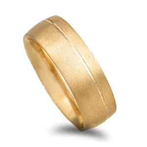 Aliança ouro amarelo acetinado com friso - 7mm