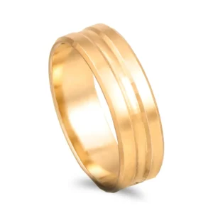 Aliança com sulco central em ouro amarelo - 6mm