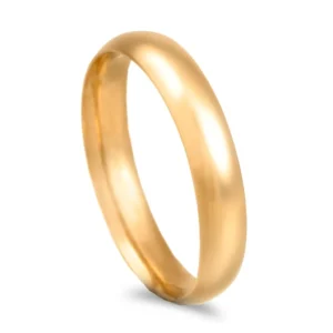 Aliança ouro amarelo – Meia cana alta amendoada - 4mm