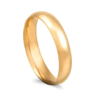 Aliança ouro amarelo – Meia cana alta amendoada - 4,5mm