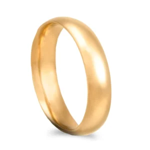 Aliança ouro amarelo – Meia cana alta amendoada - 5mm