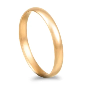 Aliança ouro amarelo – Meia cana média amendoada - 3mm