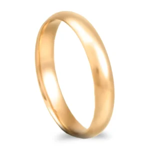 Aliança ouro amarelo – Meia cana média amendoada - 3,5mm