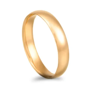 Aliança ouro amarelo – Meia cana média amendoada - 4mm