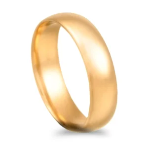 Aliança ouro amarelo – Meia cana média amendoada - 6mm