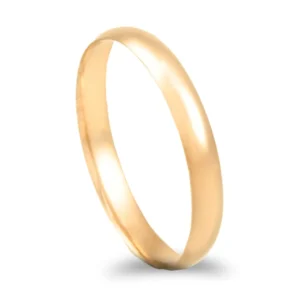 Aliança ouro amarelo – Meia cana vistosa  amendoada - 3mm