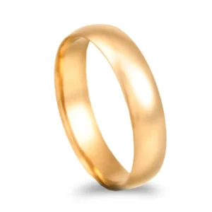 Aliança ouro amarelo – Meia cana vistosa amendoada - 3,5mm