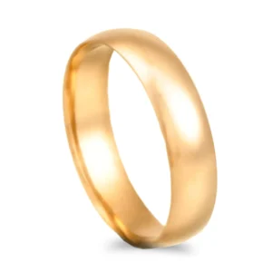 Aliança ouro amarelo – Meia cana vistosa  amendoada - 4,5mm