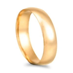 Aliança ouro amarelo – Meia cana vistosa  amendoada - 5mm