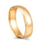 Aliança ouro amarelo – Meia cana vistosa  amendoada - 6mm