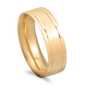 Aliança amendoada ouro amarelo de 9kl - 6mm