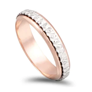 Aliança ouro branco e ouro rosa de 9kl - 4mm