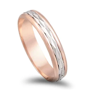 Aliança bicolor em ouro de 9kl - 4mm