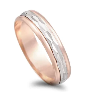 Aliança ouro branco e ouro rosa 9kl - 5mm