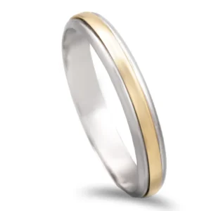 Aliança bicolor em ouro de 9kl - 3,5mm