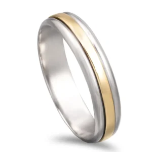 Aliança bicolor em ouro de 9kl - 4mm