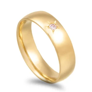 Aliança com estrela em ouro amarelo de 19,2kl