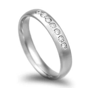 Aliança ouro branco com diamantes - 4mm