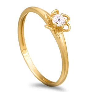 Anel ouro amarelo de 19,2kl com diamante