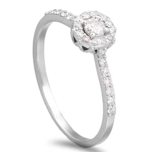 Anel ouro branco de 19,2kl com Diamantes