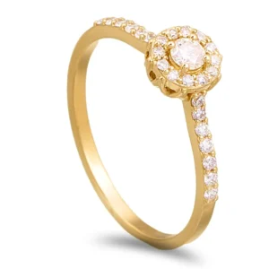 Anel ouro amarelo de 19,2kl com Diamantes