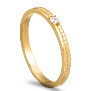 Anel esferas em ouro amarelo com Diamante