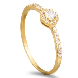 Anel ouro amarelo de 19,2kl com Diamantes
