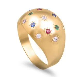 Anel estrela com pedras em ouro de 19.2kl