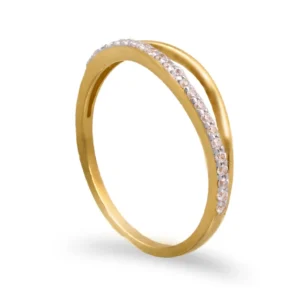 Anel meia riviera em ouro amarelo