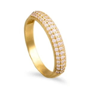 Anel 3 filas de pedras em ouro amarelo 19.2kl